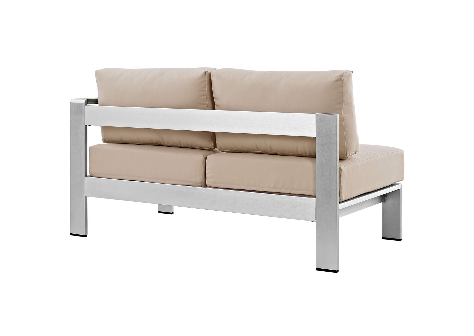 Silver Beige Shore Right-Arm Corner Sectional Outdoor Patio Aluminum Loveseat,Modway