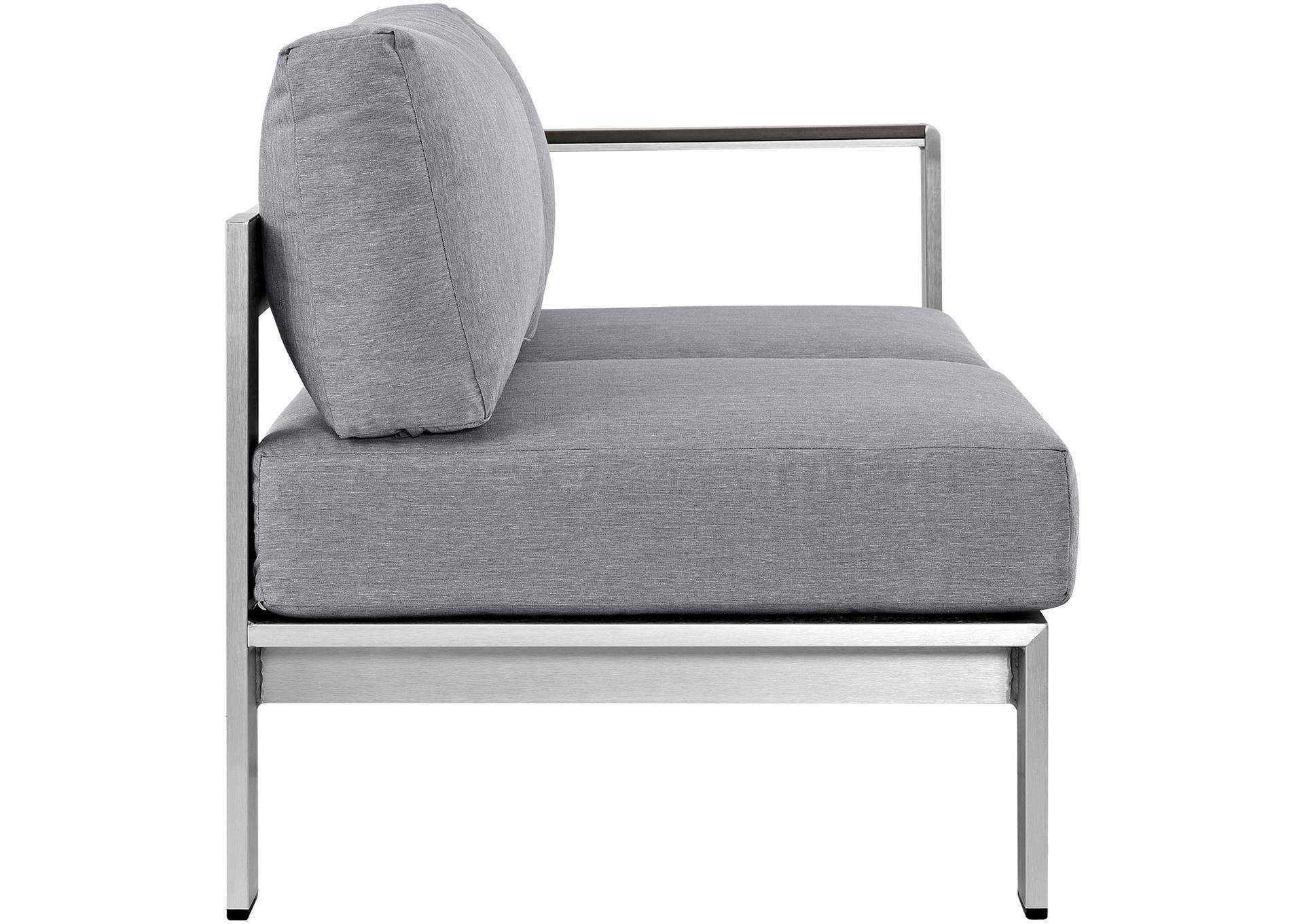 Silver Gray Shore Right-Arm Corner Sectional Outdoor Patio Aluminum Loveseat,Modway