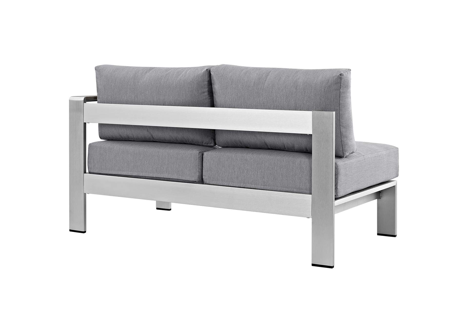 Silver Gray Shore Right-Arm Corner Sectional Outdoor Patio Aluminum Loveseat,Modway