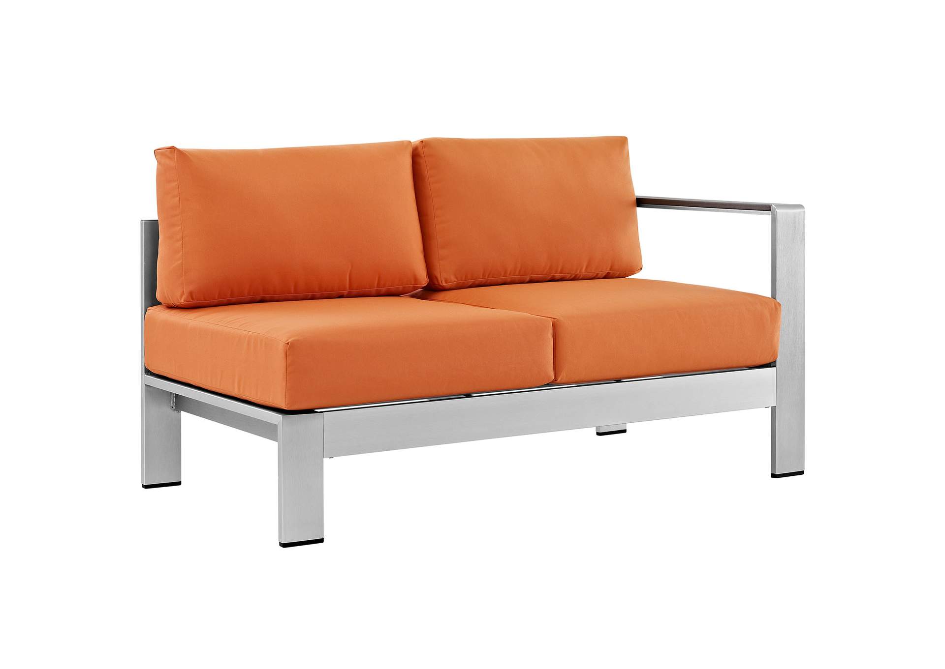 Silver Orange Shore Right-Arm Corner Sectional Outdoor Patio Aluminum Loveseat,Modway