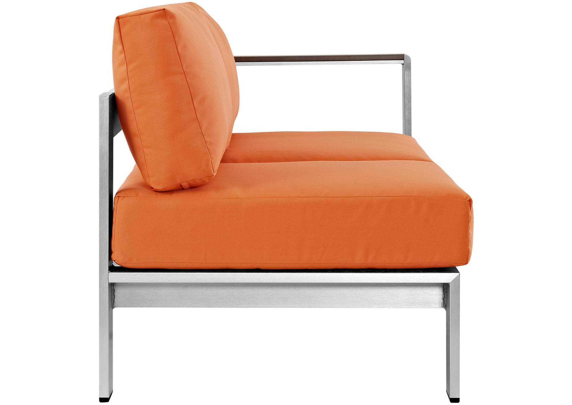 Silver Orange Shore Right-Arm Corner Sectional Outdoor Patio Aluminum Loveseat,Modway