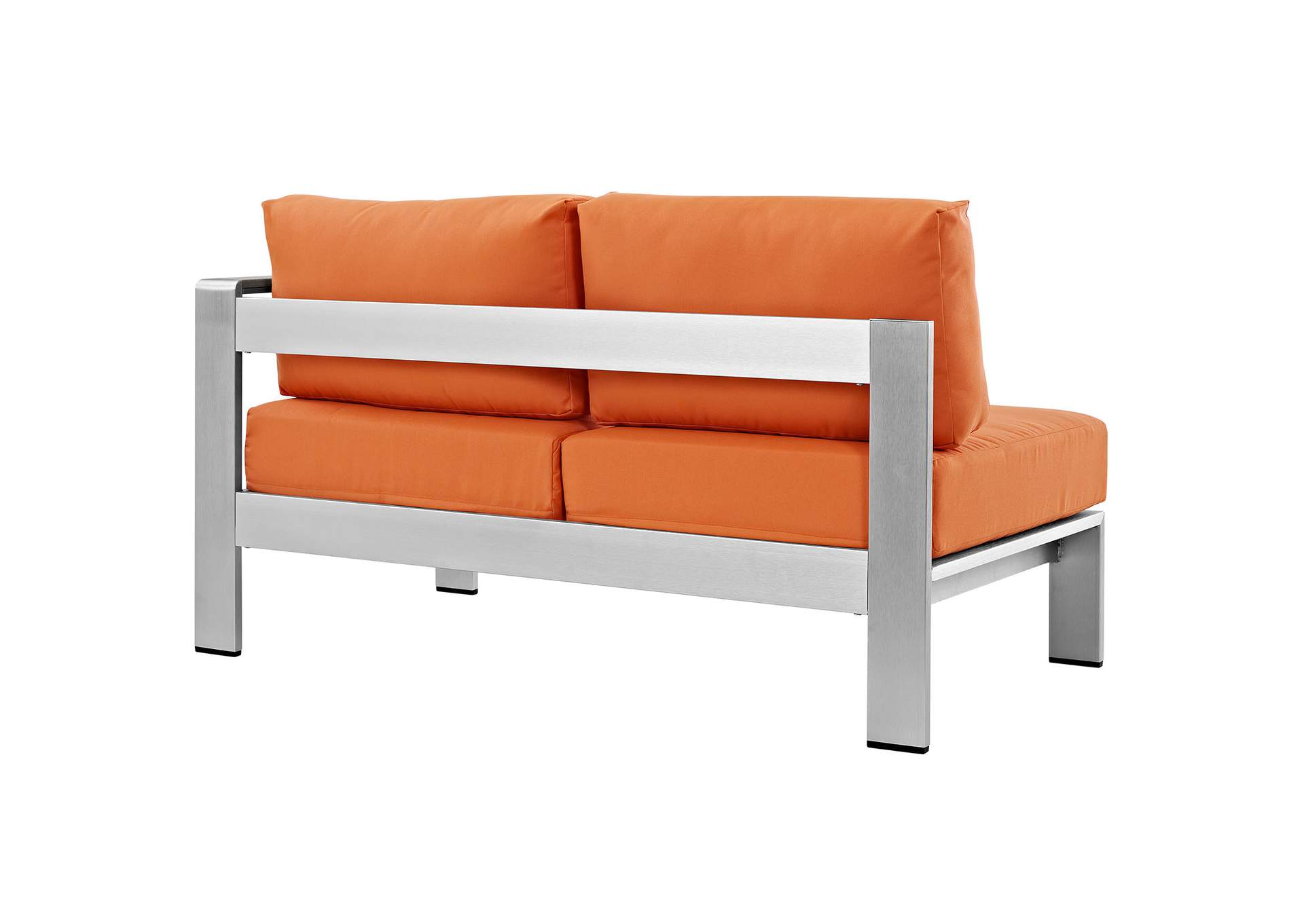 Silver Orange Shore Right-Arm Corner Sectional Outdoor Patio Aluminum Loveseat,Modway