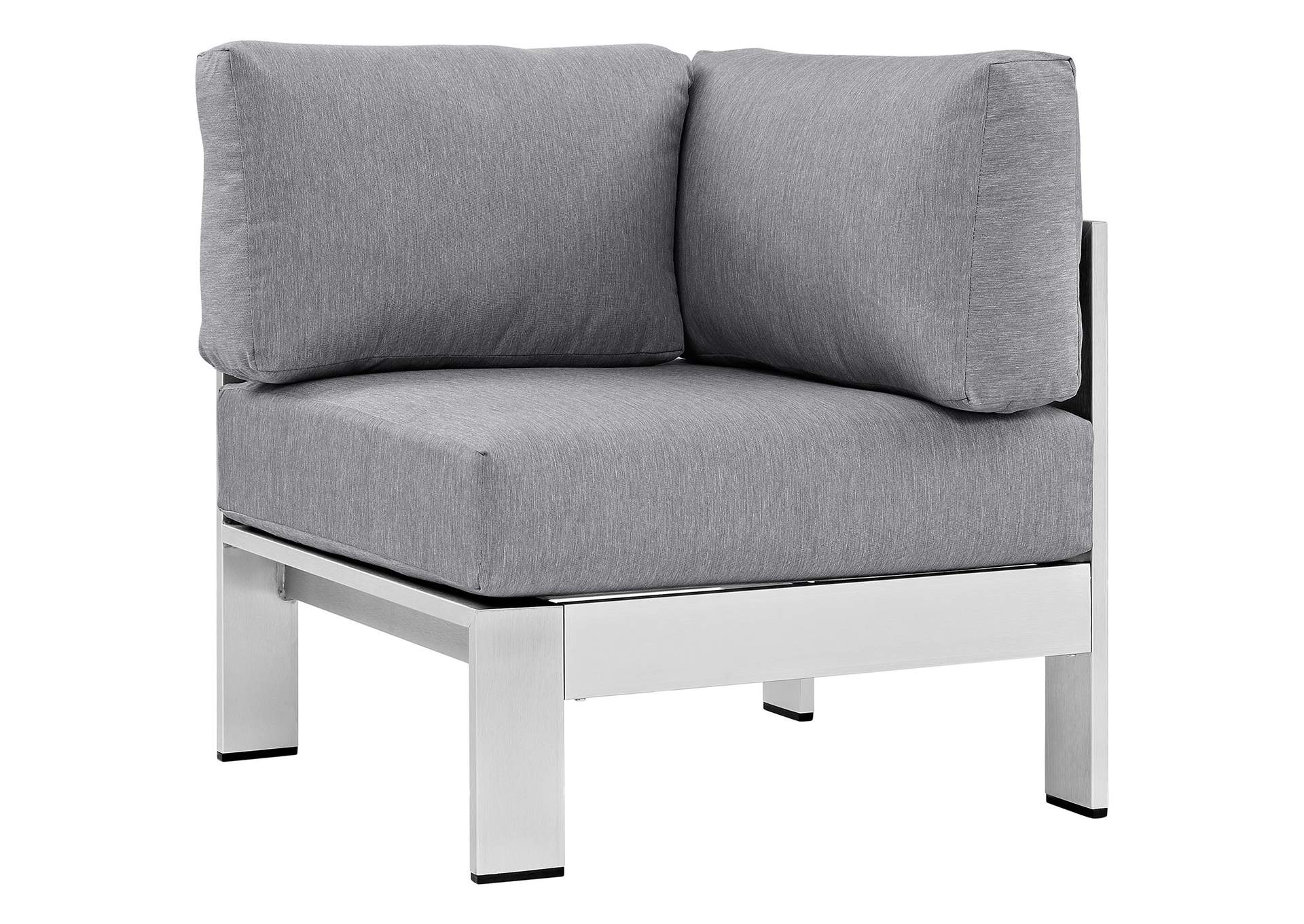 Silver Gray Shore Outdoor Patio Aluminum Corner Sofa,Modway