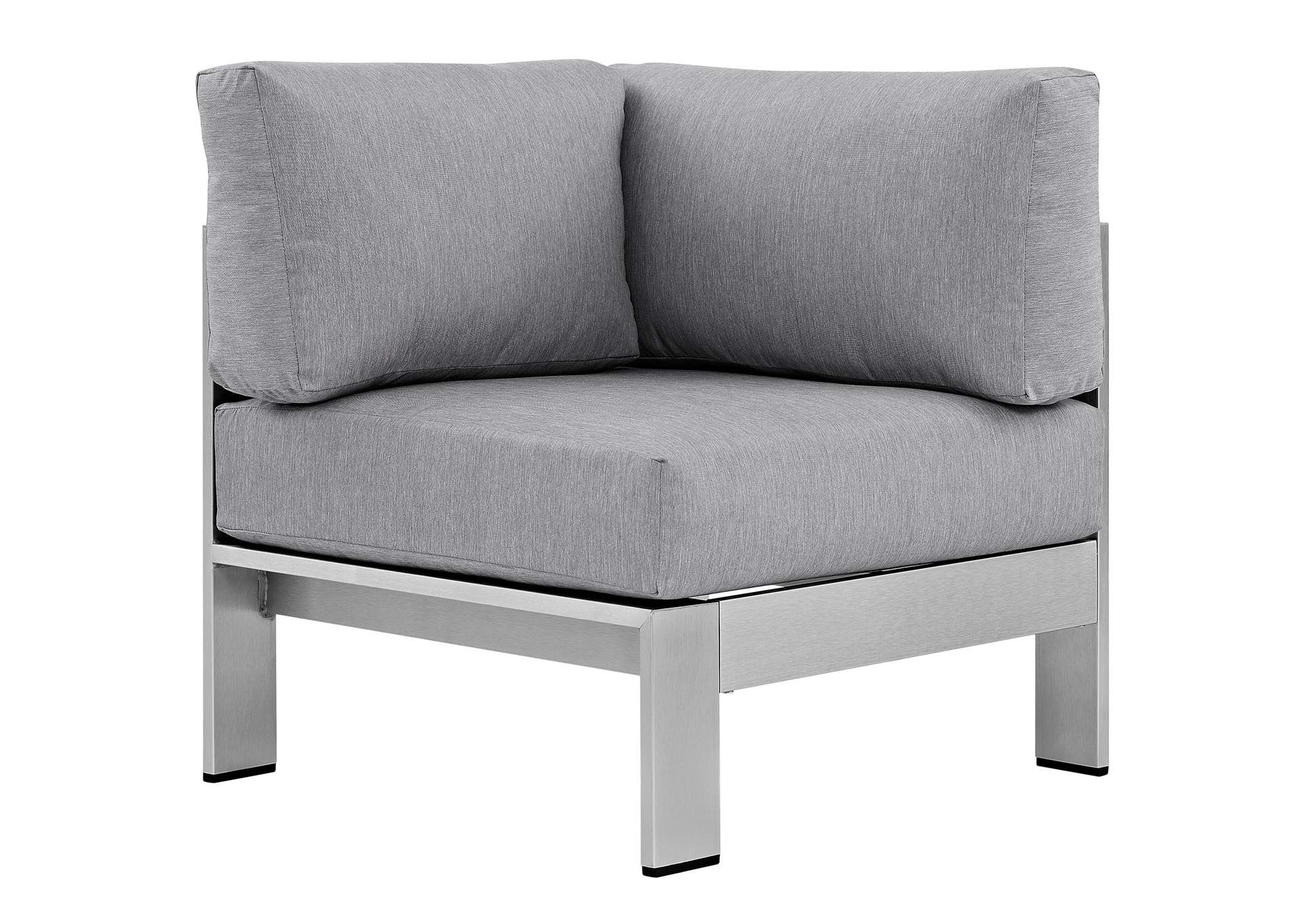 Silver Gray Shore Outdoor Patio Aluminum Corner Sofa,Modway