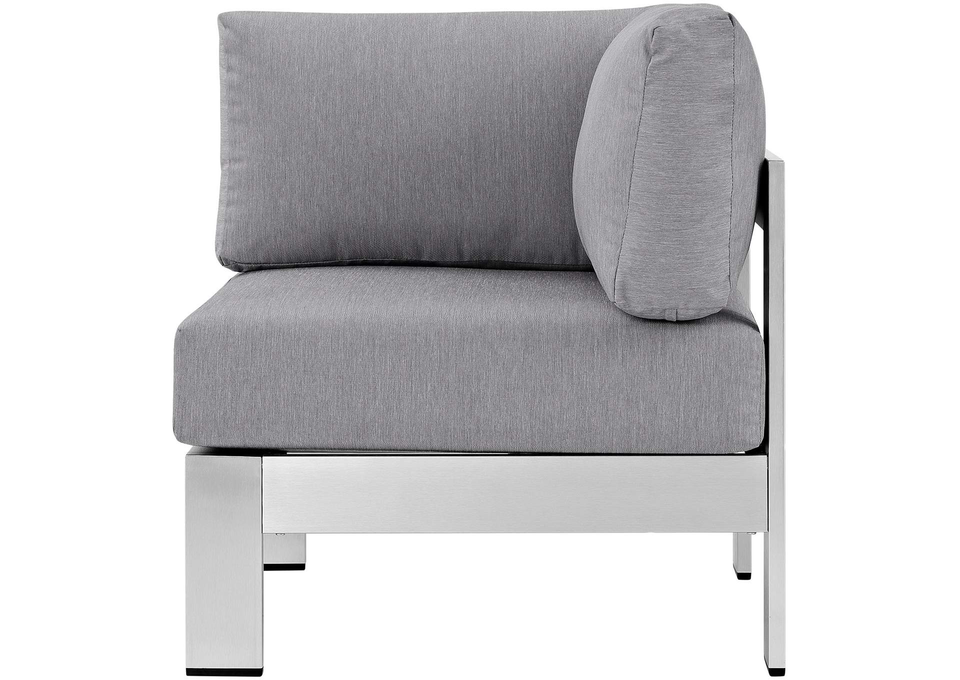 Silver Gray Shore Outdoor Patio Aluminum Corner Sofa,Modway