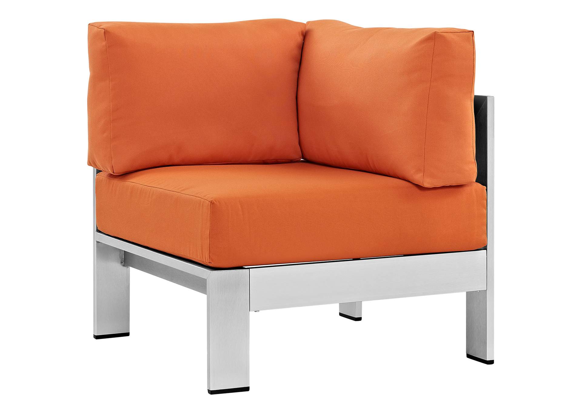 Silver Orange Shore Outdoor Patio Aluminum Corner Sofa,Modway