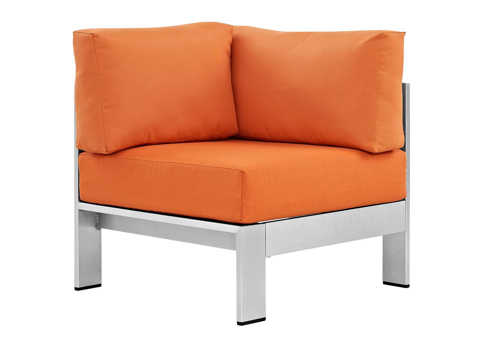 Silver Orange Shore Outdoor Patio Aluminum Corner Sofa,Modway