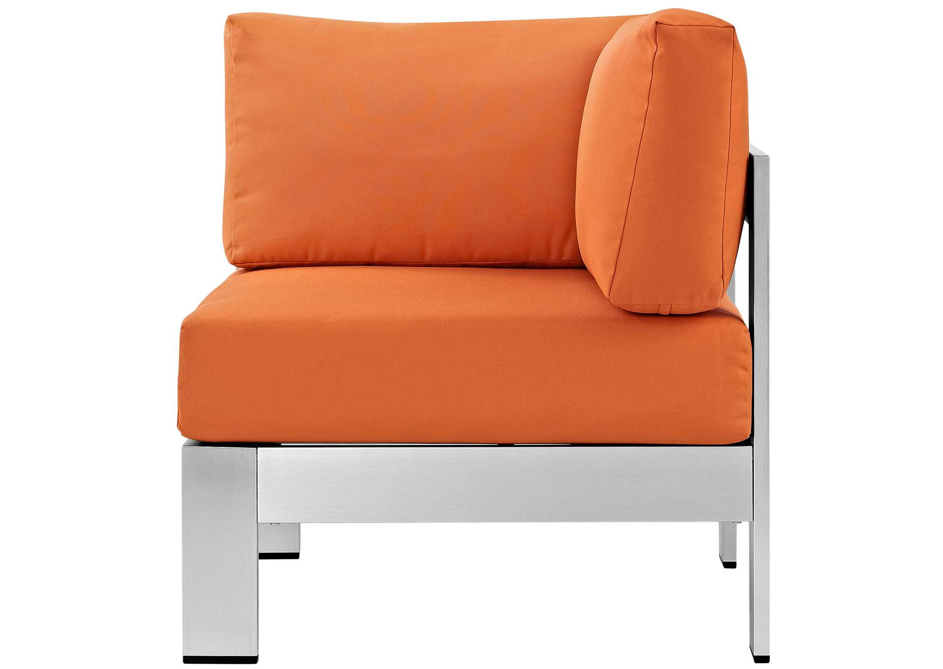 Silver Orange Shore Outdoor Patio Aluminum Corner Sofa,Modway