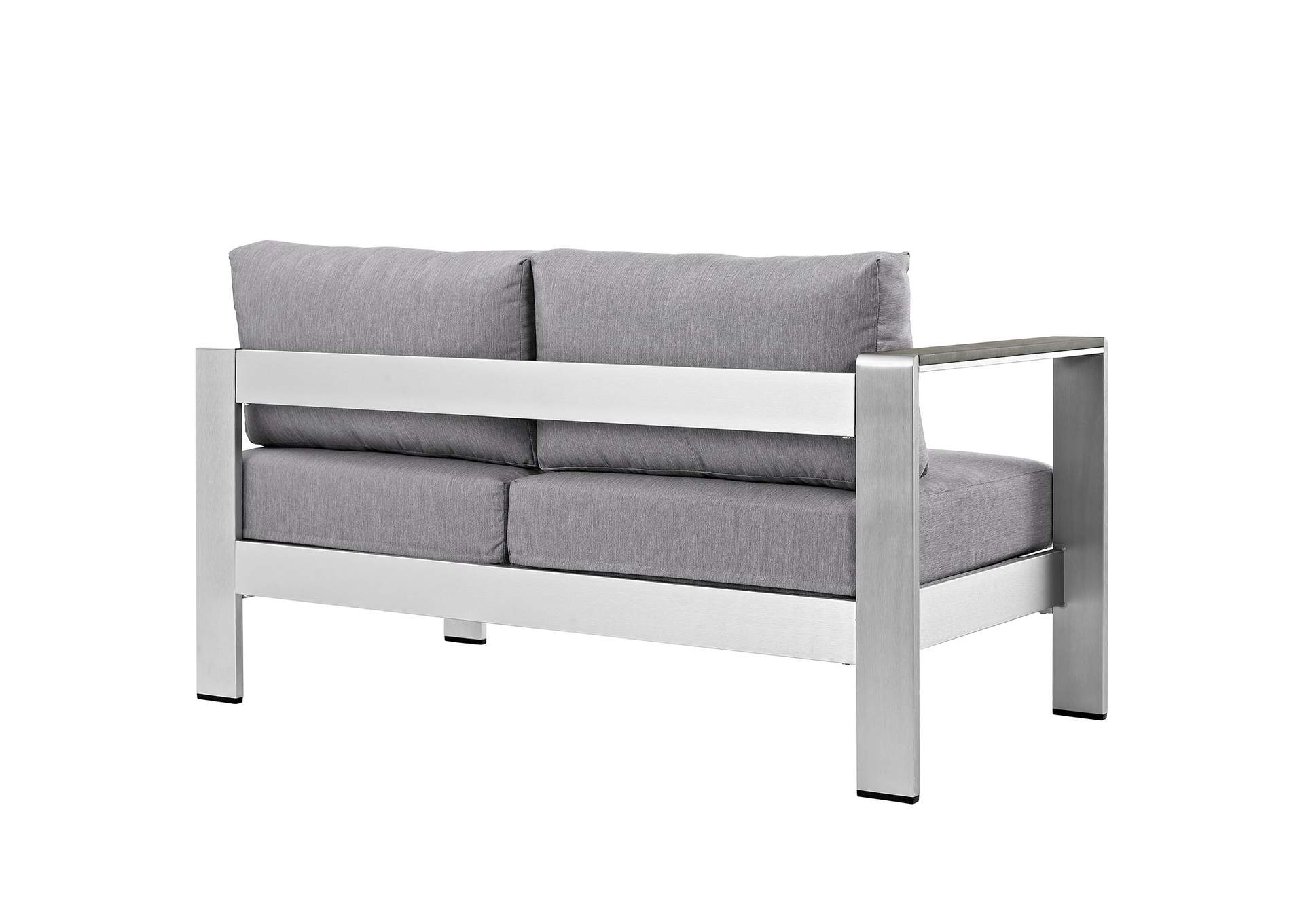 Silver Gray Shore Left-Arm Corner Sectional Outdoor Patio Aluminum Loveseat,Modway