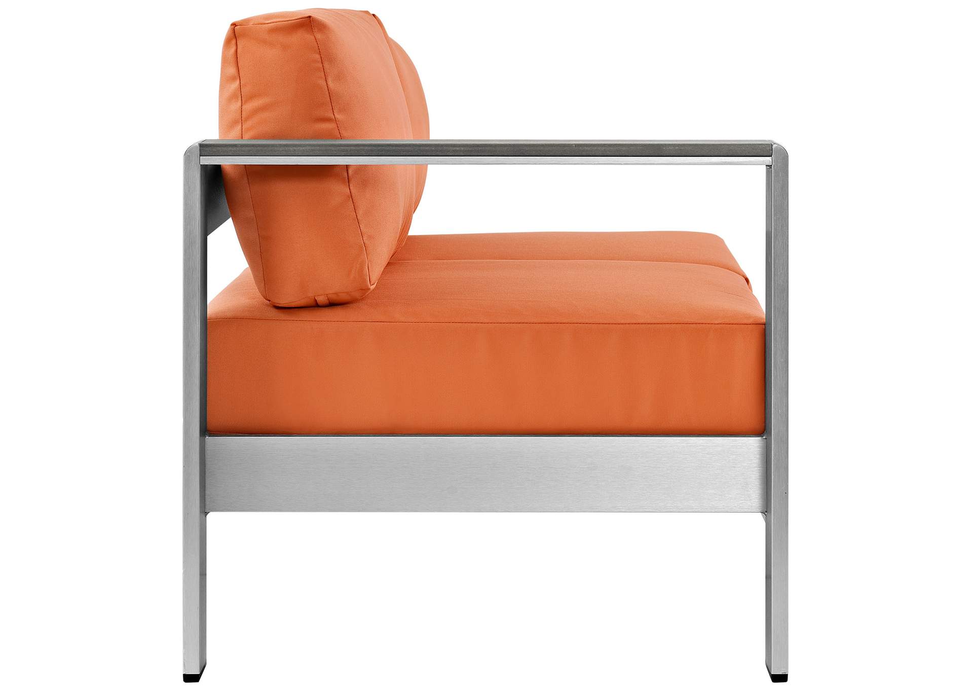 Silver Orange Shore Left-Arm Corner Sectional Outdoor Patio Aluminum Loveseat,Modway