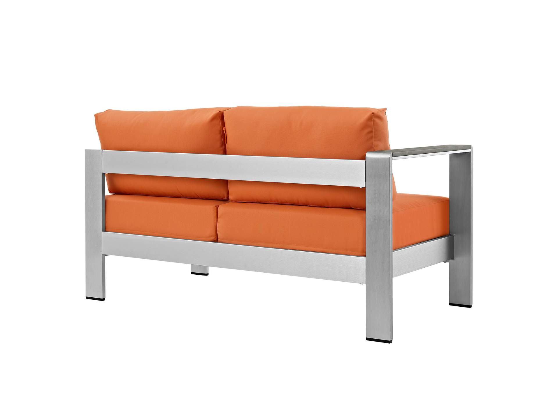 Silver Orange Shore Left-Arm Corner Sectional Outdoor Patio Aluminum Loveseat,Modway