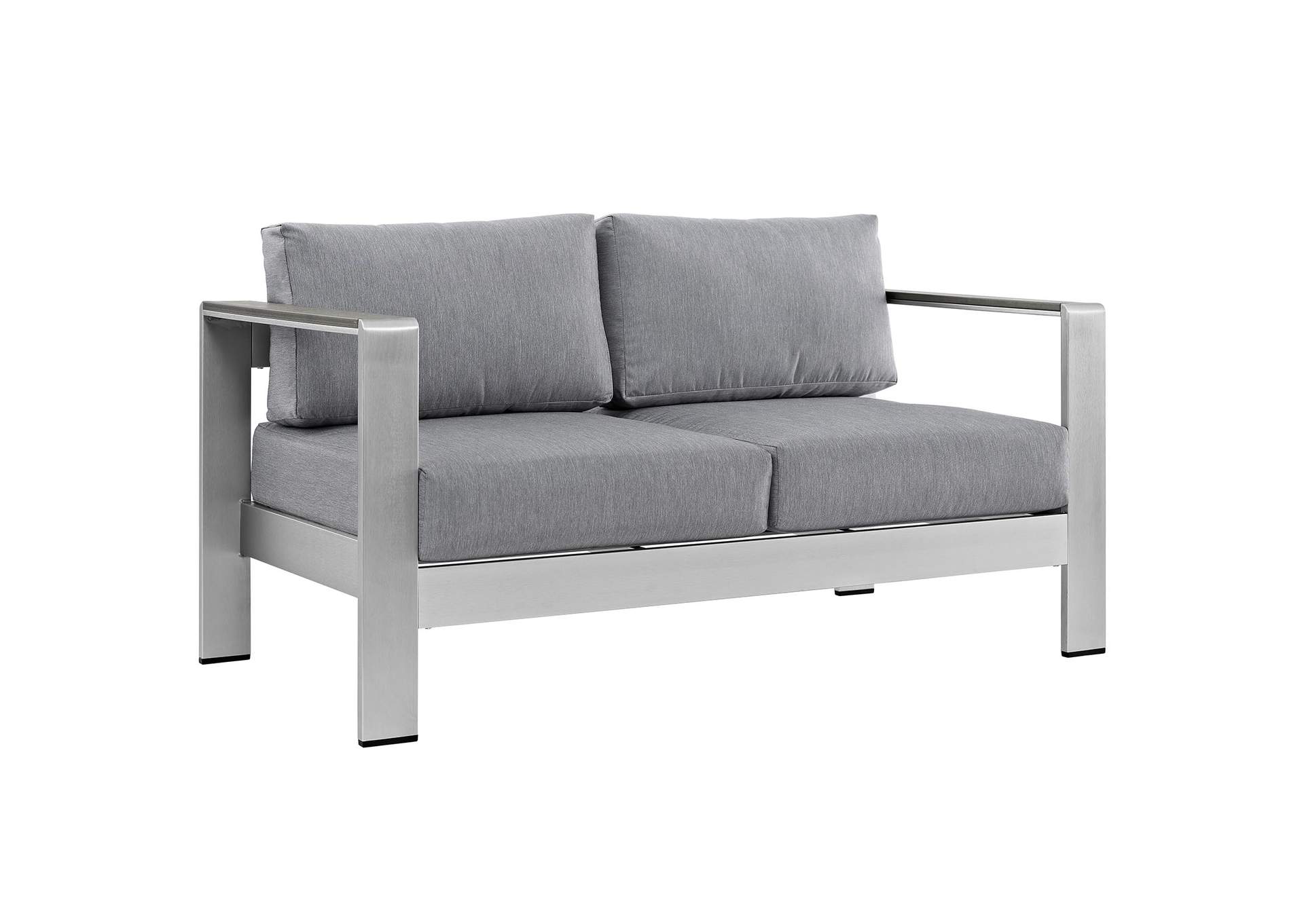 Silver Gray Shore Outdoor Patio Aluminum Loveseat,Modway