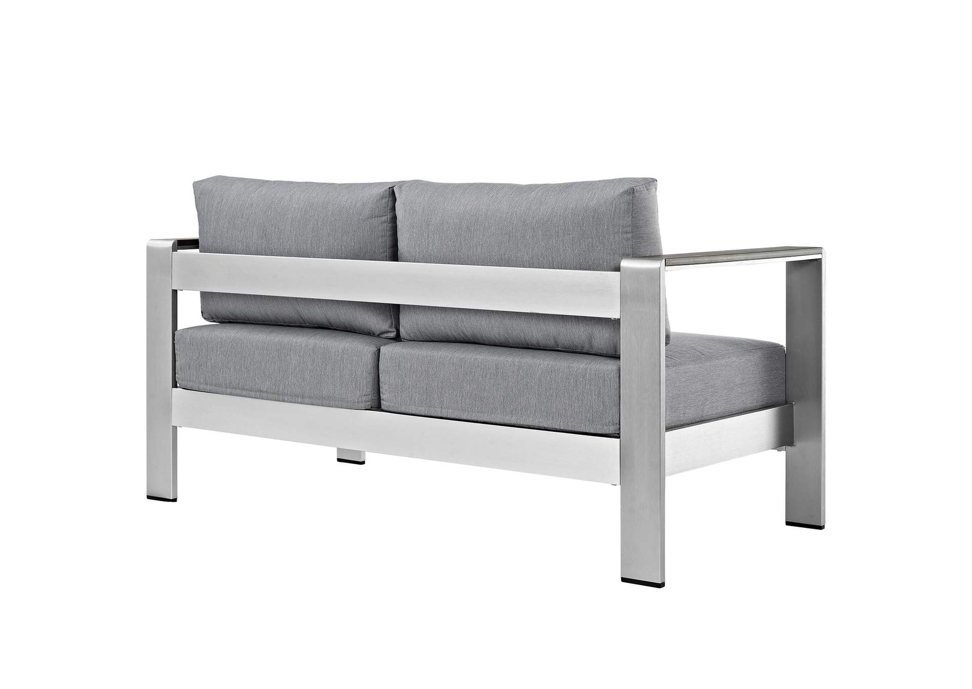 Silver Gray Shore Outdoor Patio Aluminum Loveseat,Modway