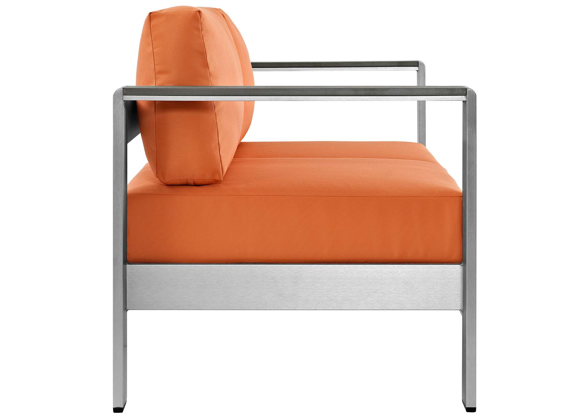 Silver Orange Shore Outdoor Patio Aluminum Loveseat,Modway