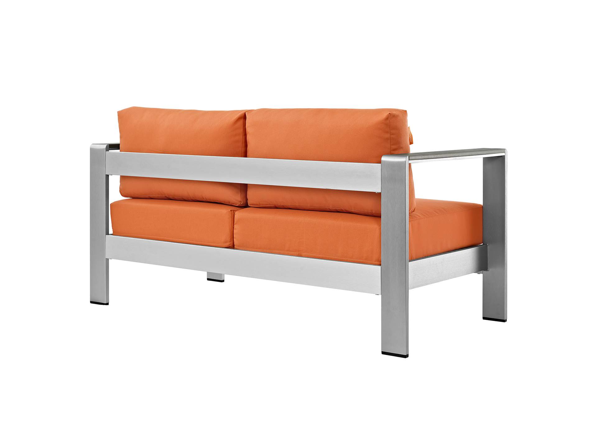 Silver Orange Shore Outdoor Patio Aluminum Loveseat,Modway