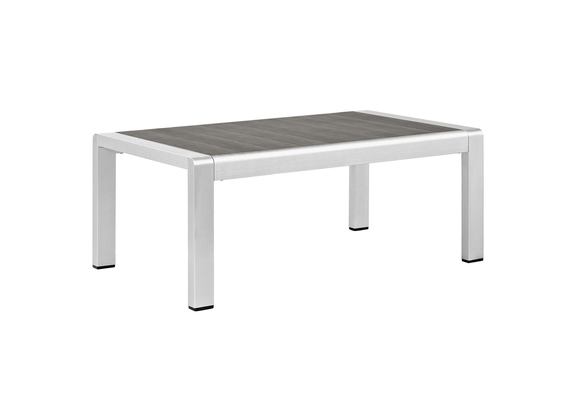 Silver Gray Shore Outdoor Patio Aluminum Coffee Table,Modway