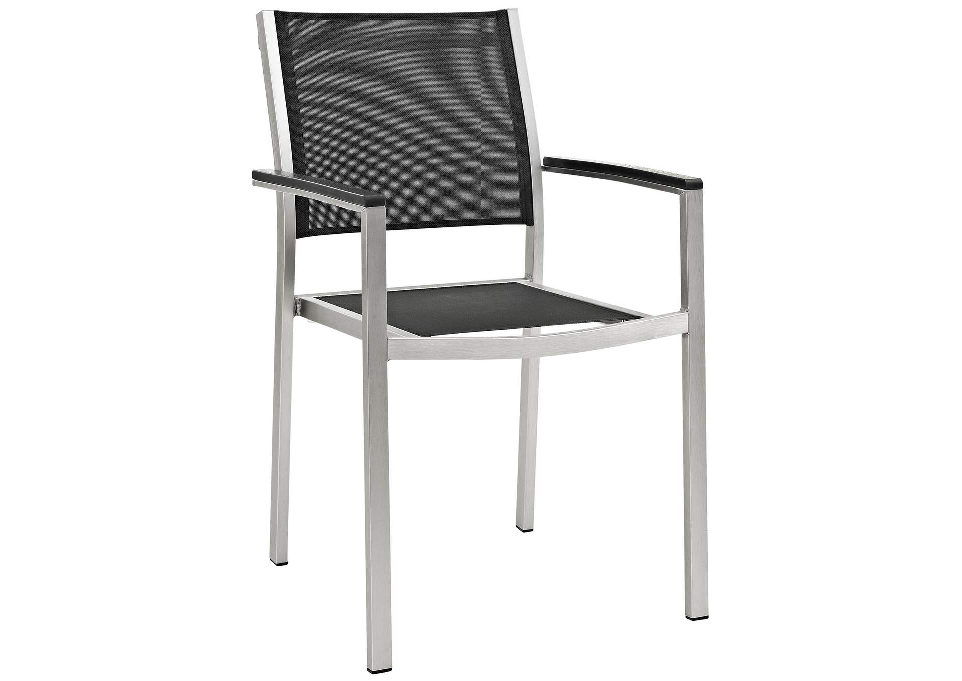 Silver Black Shore Outdoor Patio Aluminum Dining Chair,Modway