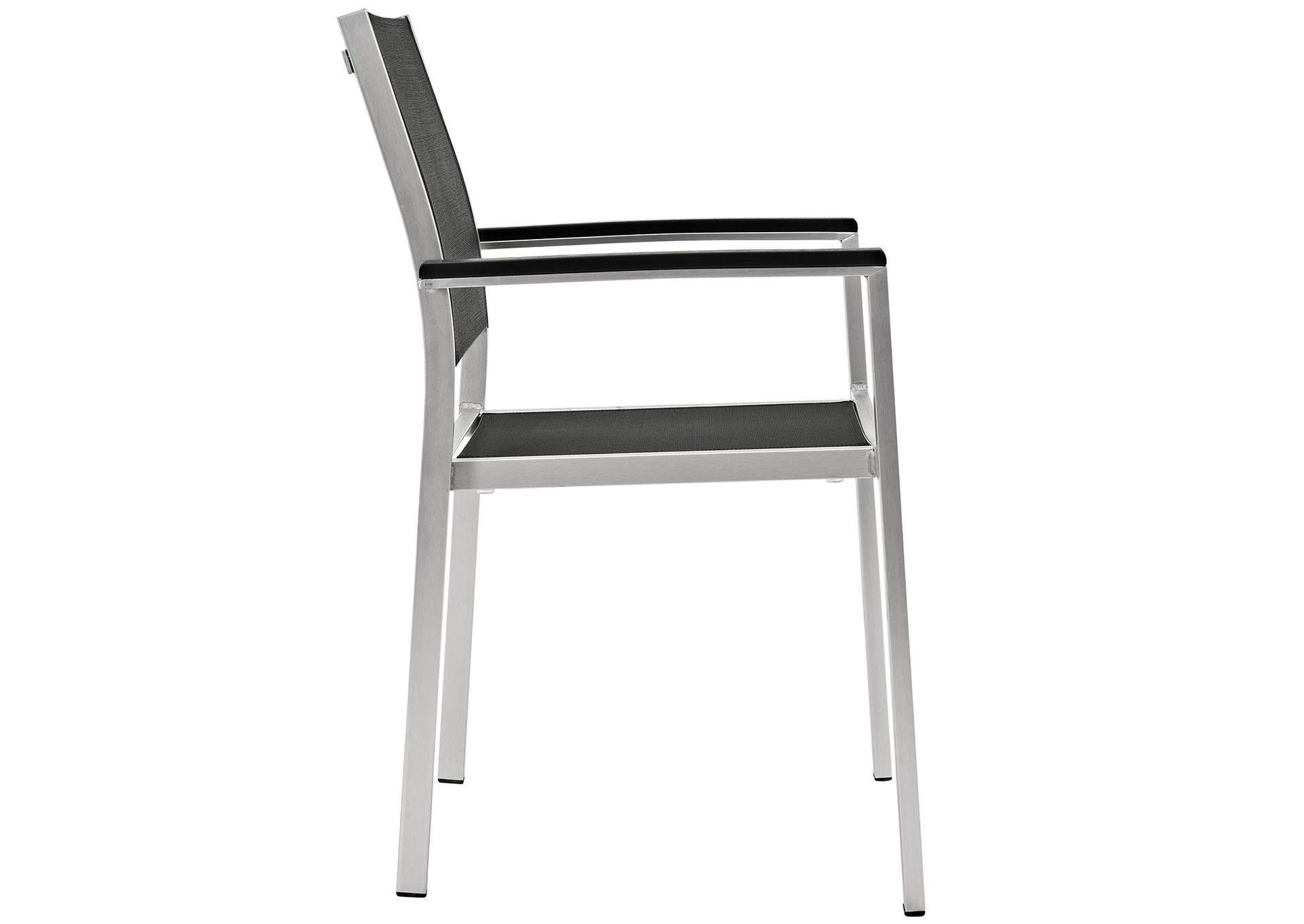 Silver Black Shore Outdoor Patio Aluminum Dining Chair,Modway