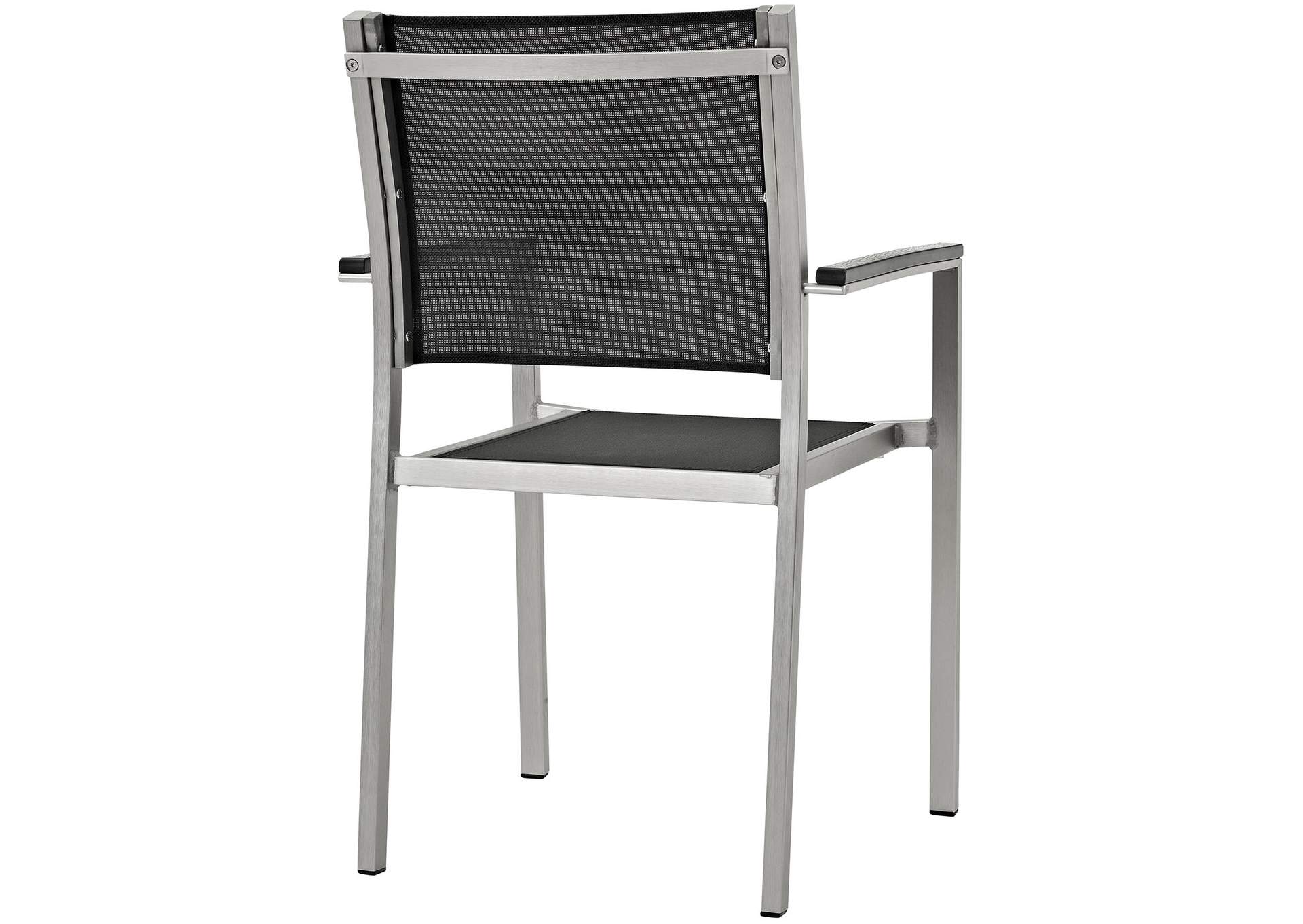 Silver Black Shore Outdoor Patio Aluminum Dining Chair,Modway