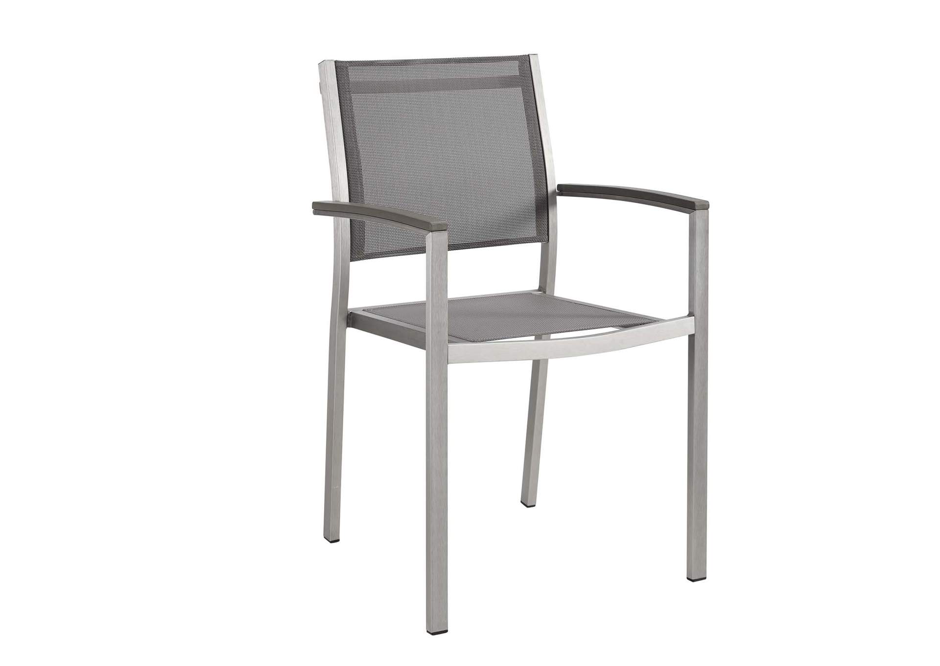 Silver Gray Shore Outdoor Patio Aluminum Dining Chair,Modway