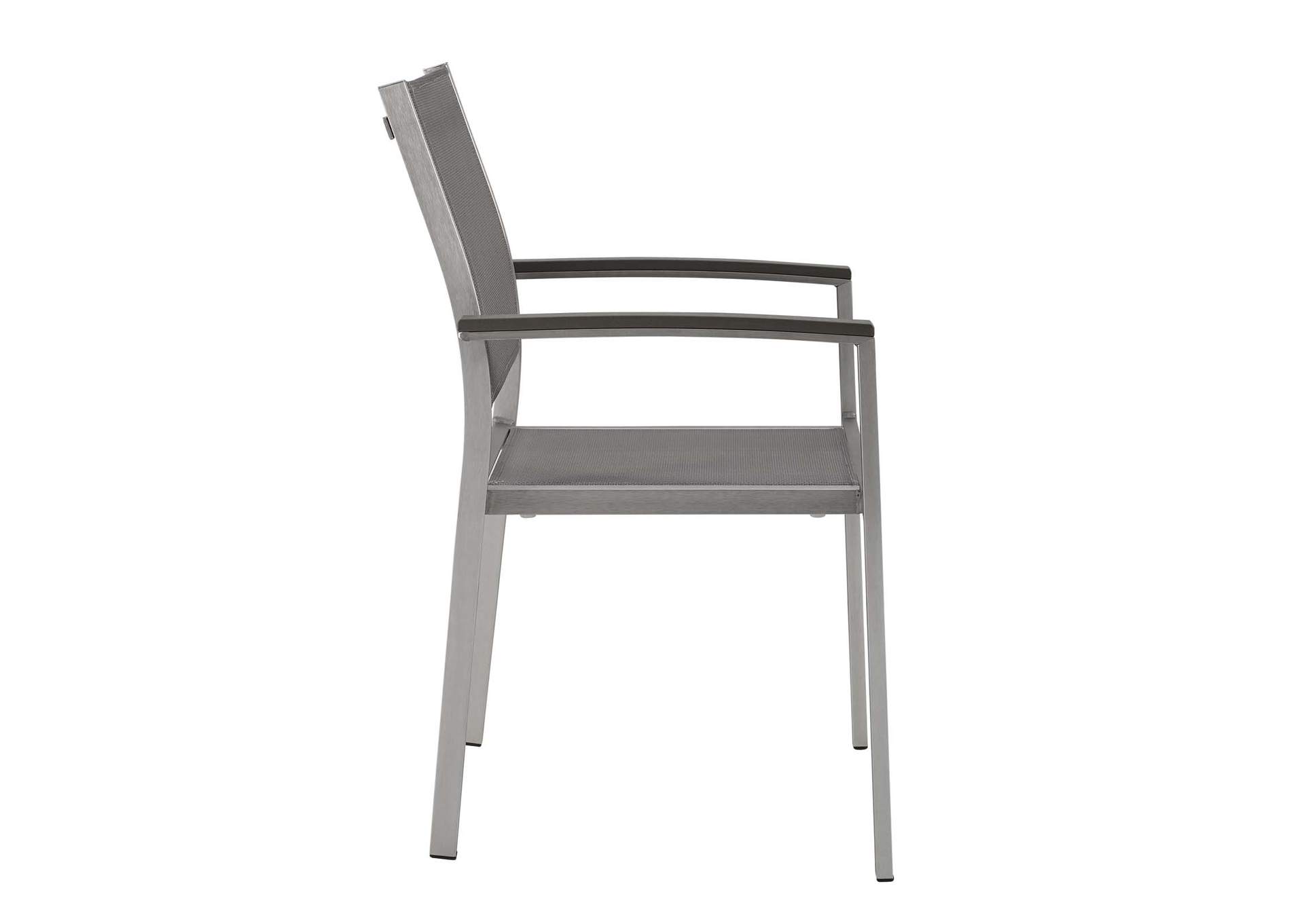 Silver Gray Shore Outdoor Patio Aluminum Dining Chair,Modway