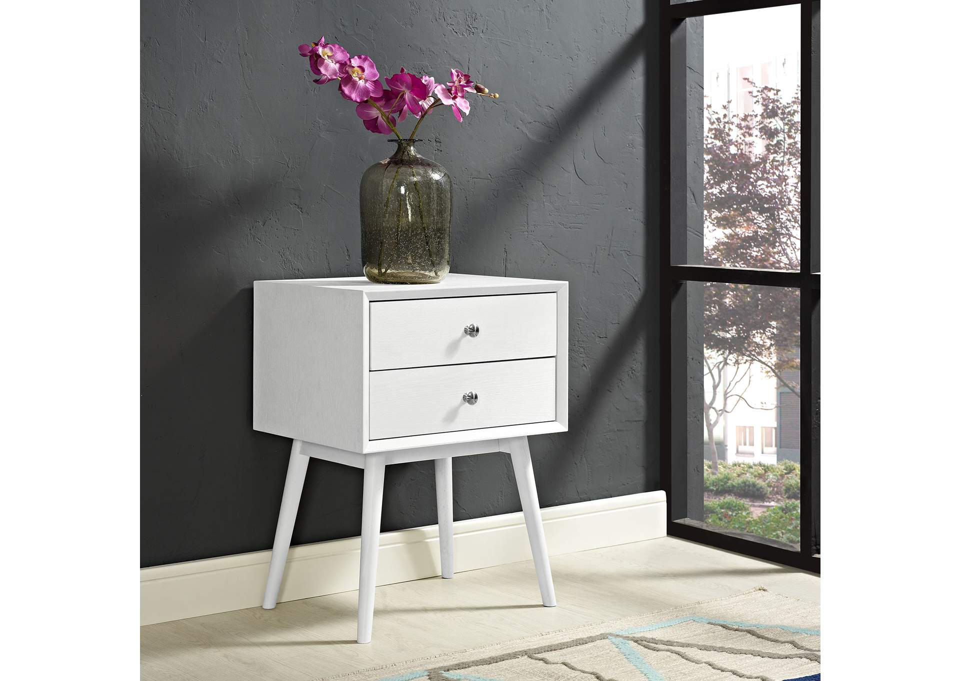 White Dispatch Nightstand,Modway