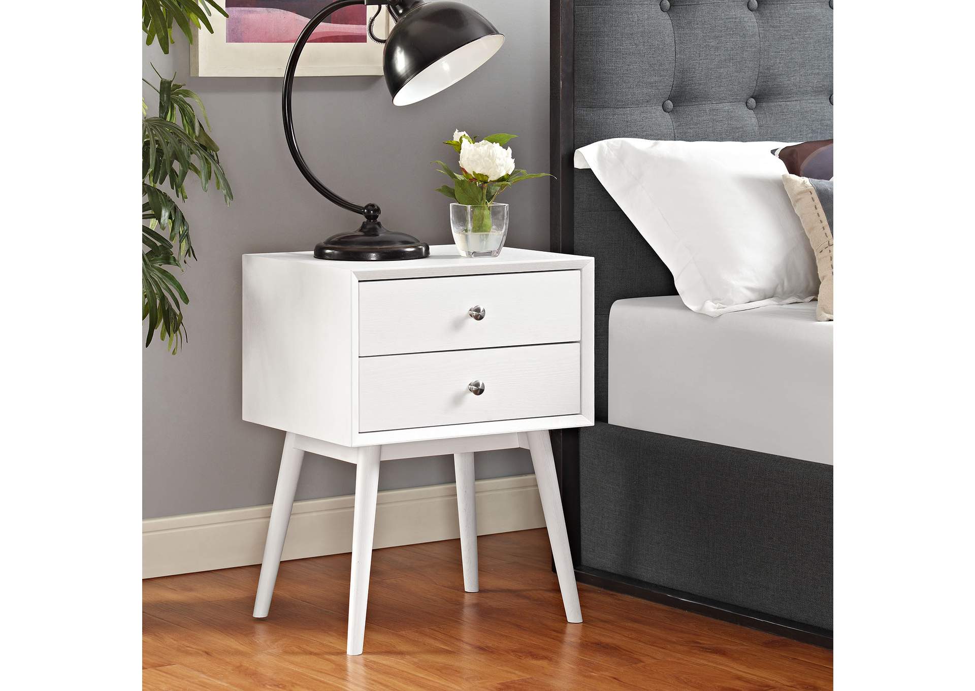 White Dispatch Nightstand,Modway