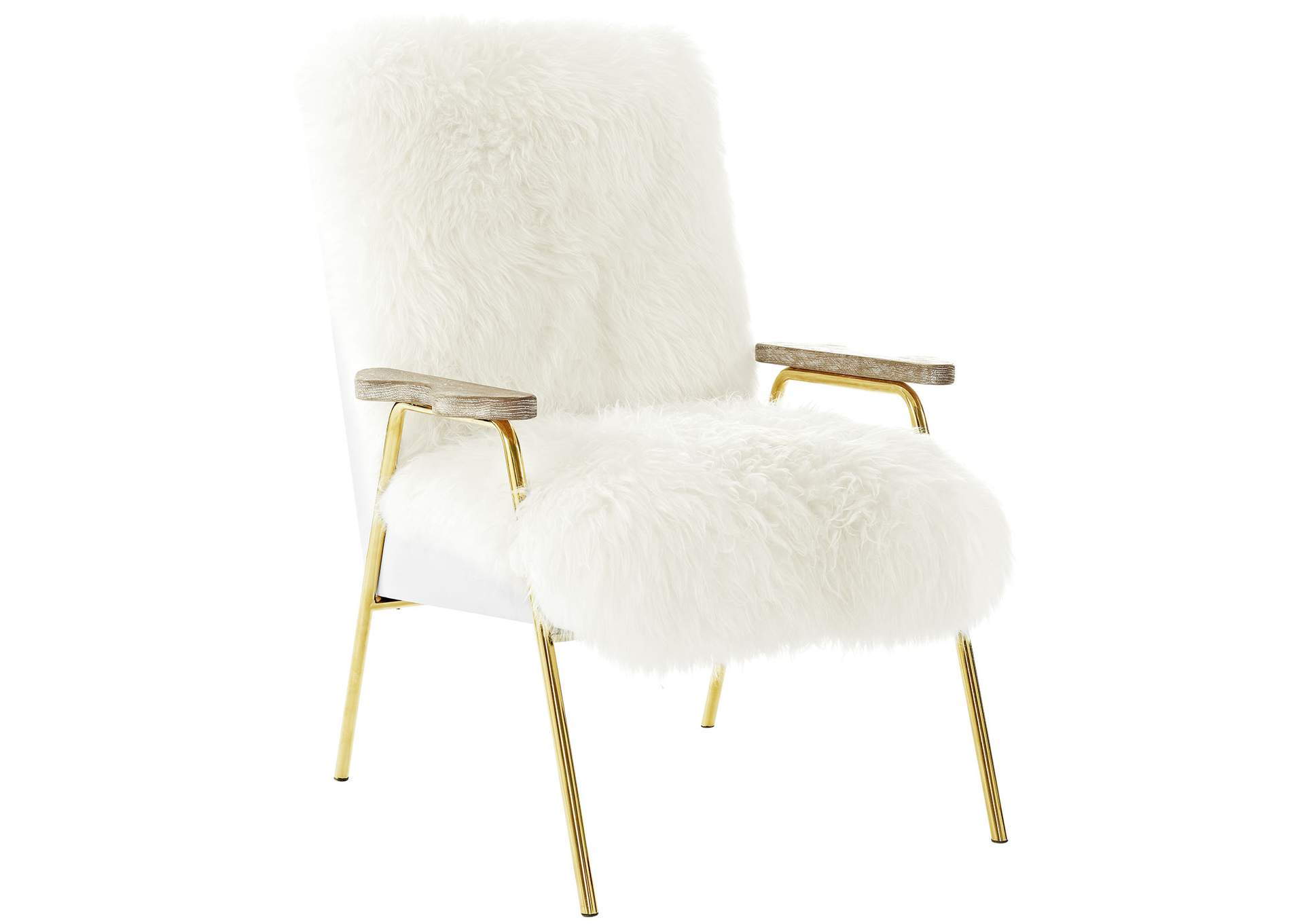 Brown White Sprint Sheepskin Arm Chair,Modway