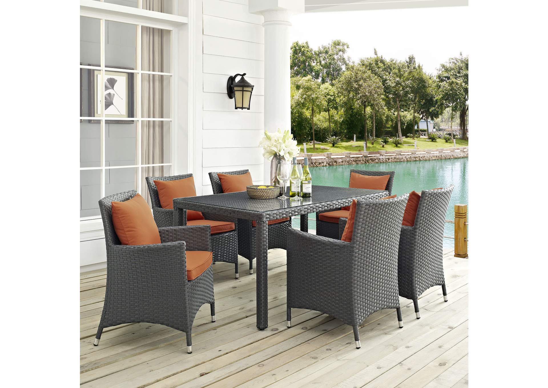 Canvas Tuscan Sojourn 7 Piece Outdoor Patio Sunbrella,Modway