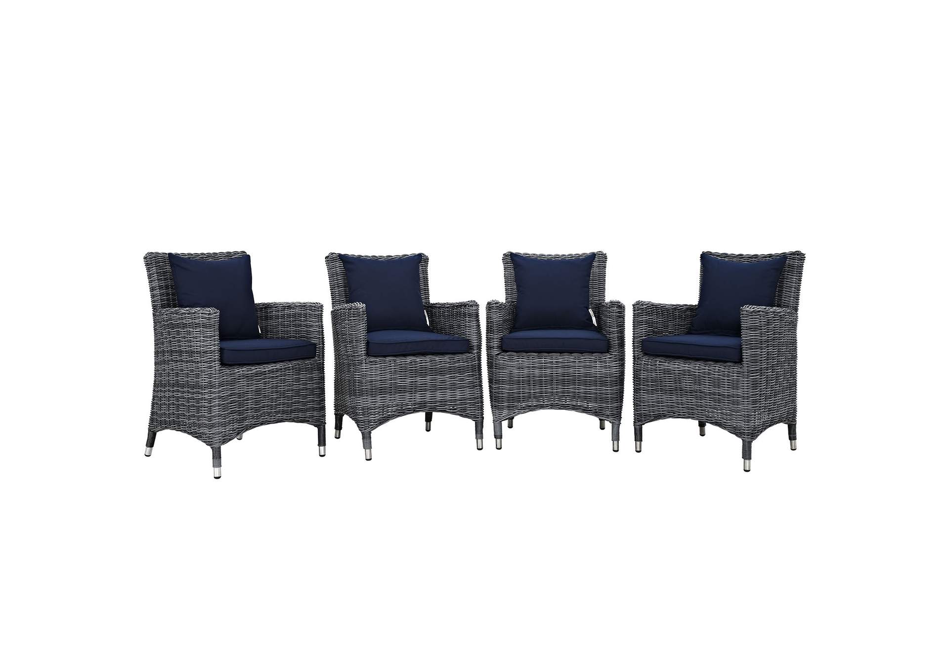 Canvas Navy Summon 4 Piece Outdoor Patio Sunbrella,Modway