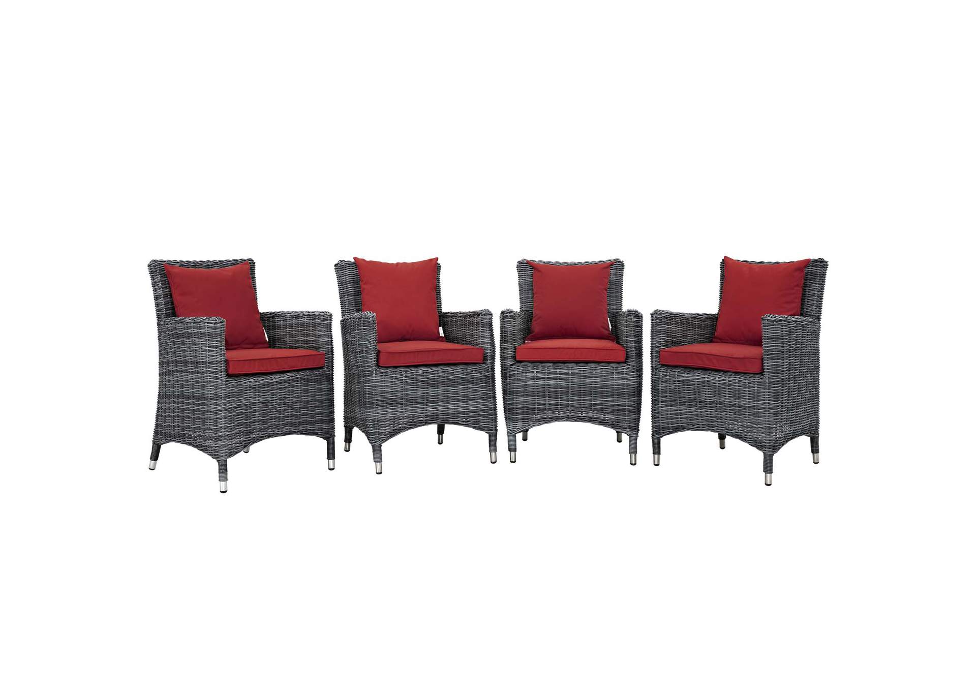 Canvas Red Summon 4 Piece Outdoor Patio Sunbrella,Modway