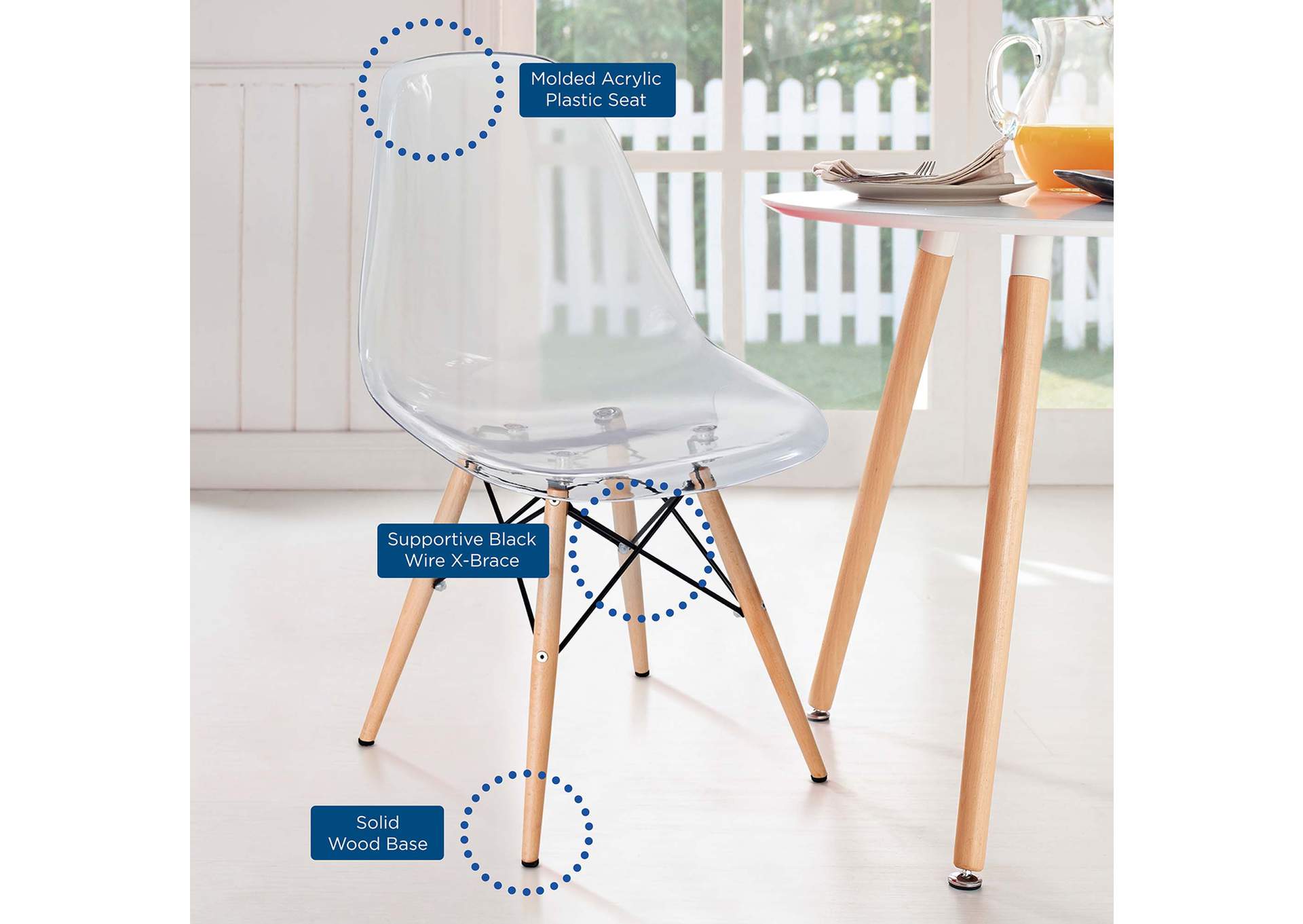 Clear Pyramid Dining Side Chair,Modway