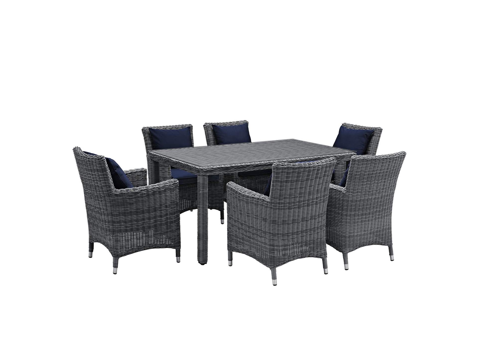 Canvas Navy Summon 7 Piece Outdoor Patio Sunbrella,Modway