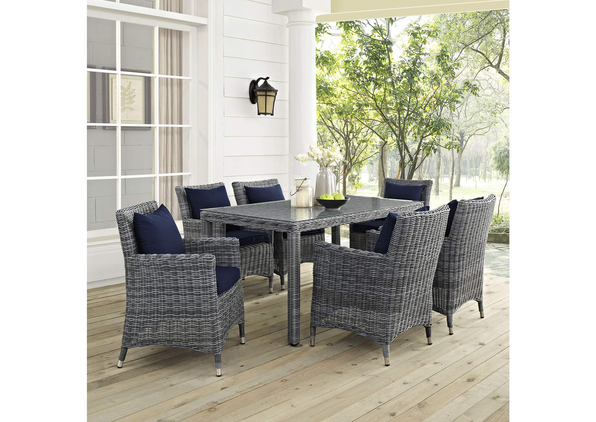 Canvas Navy Summon 7 Piece Outdoor Patio Sunbrella,Modway