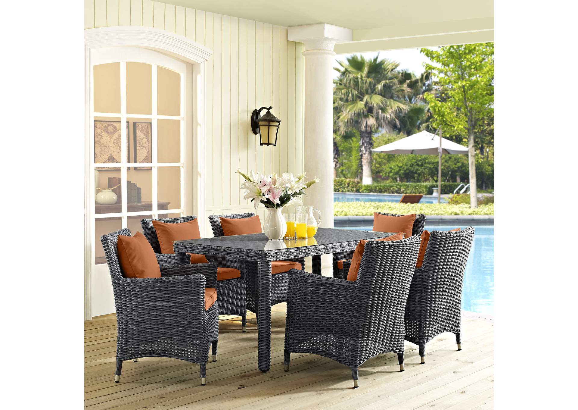 Canvas Tuscan Summon 7 Piece Outdoor Patio Sunbrella,Modway