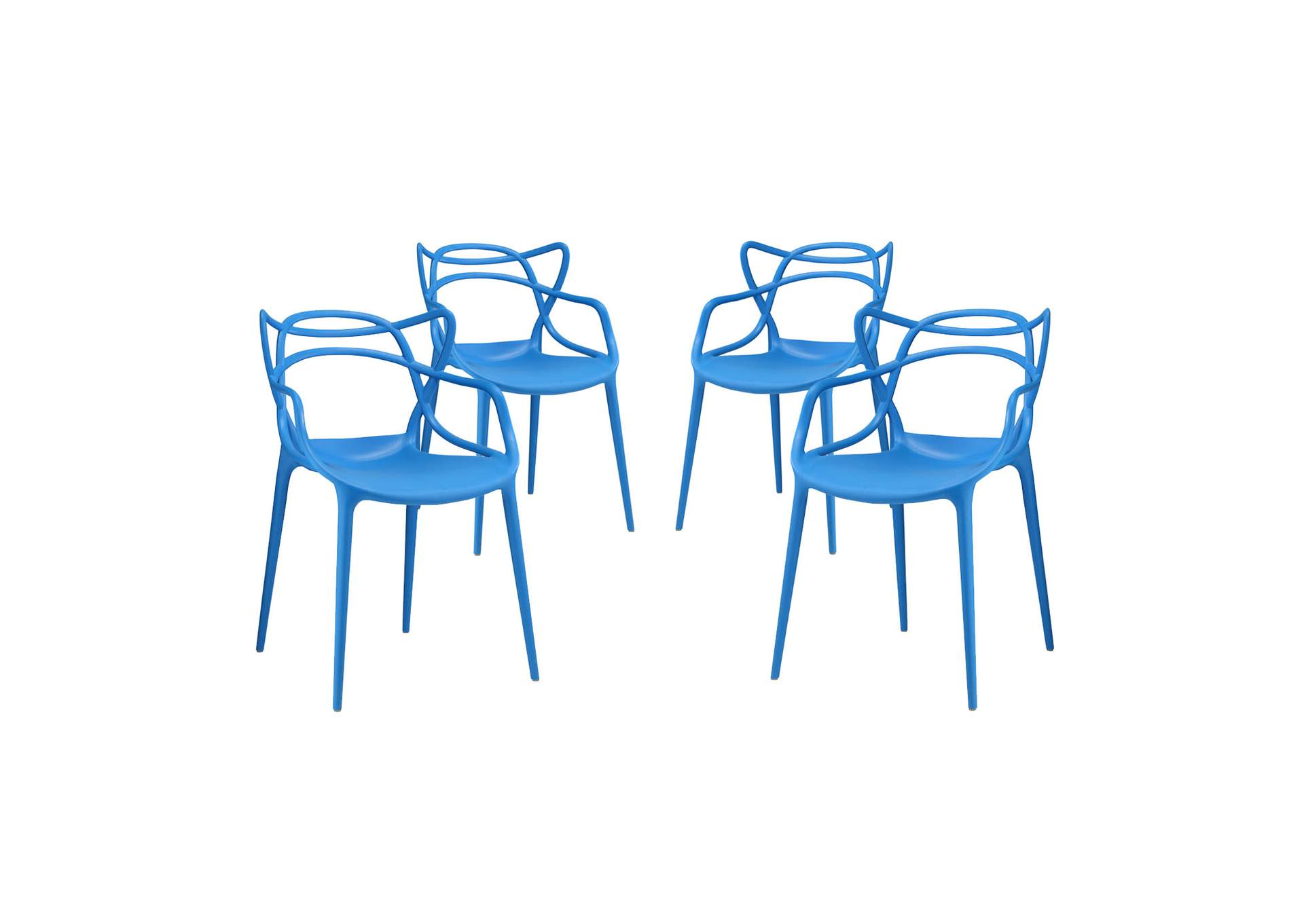 Blue Entangled Dining Set [Set of 4],Modway