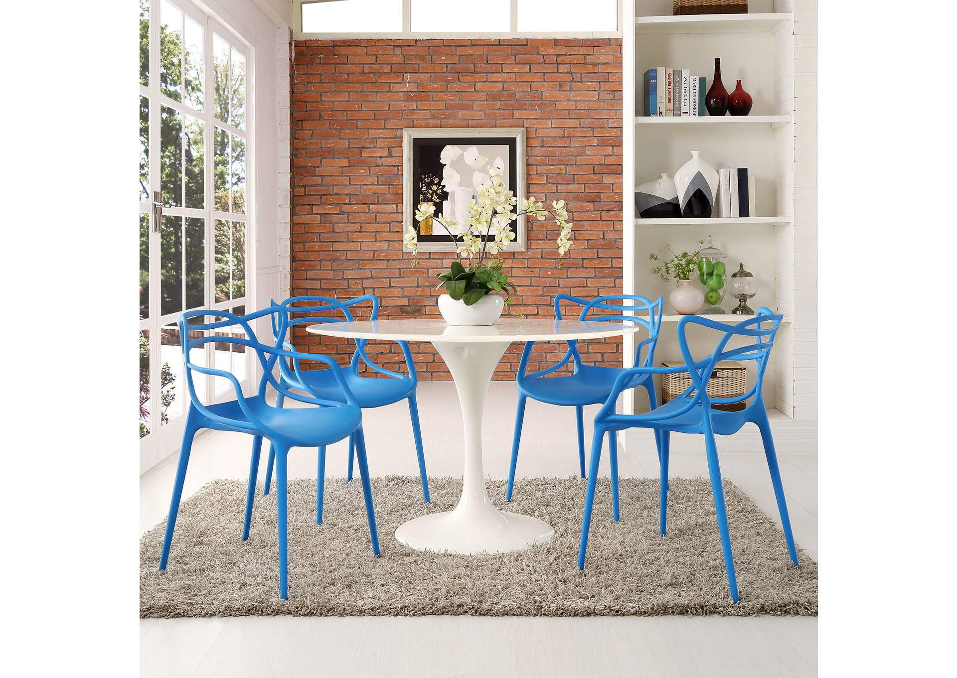 Blue Entangled Dining Set [Set of 4],Modway