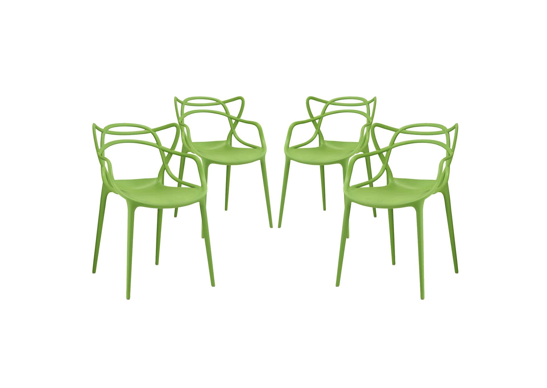 Green Entangled Dining Set [Set of 4],Modway