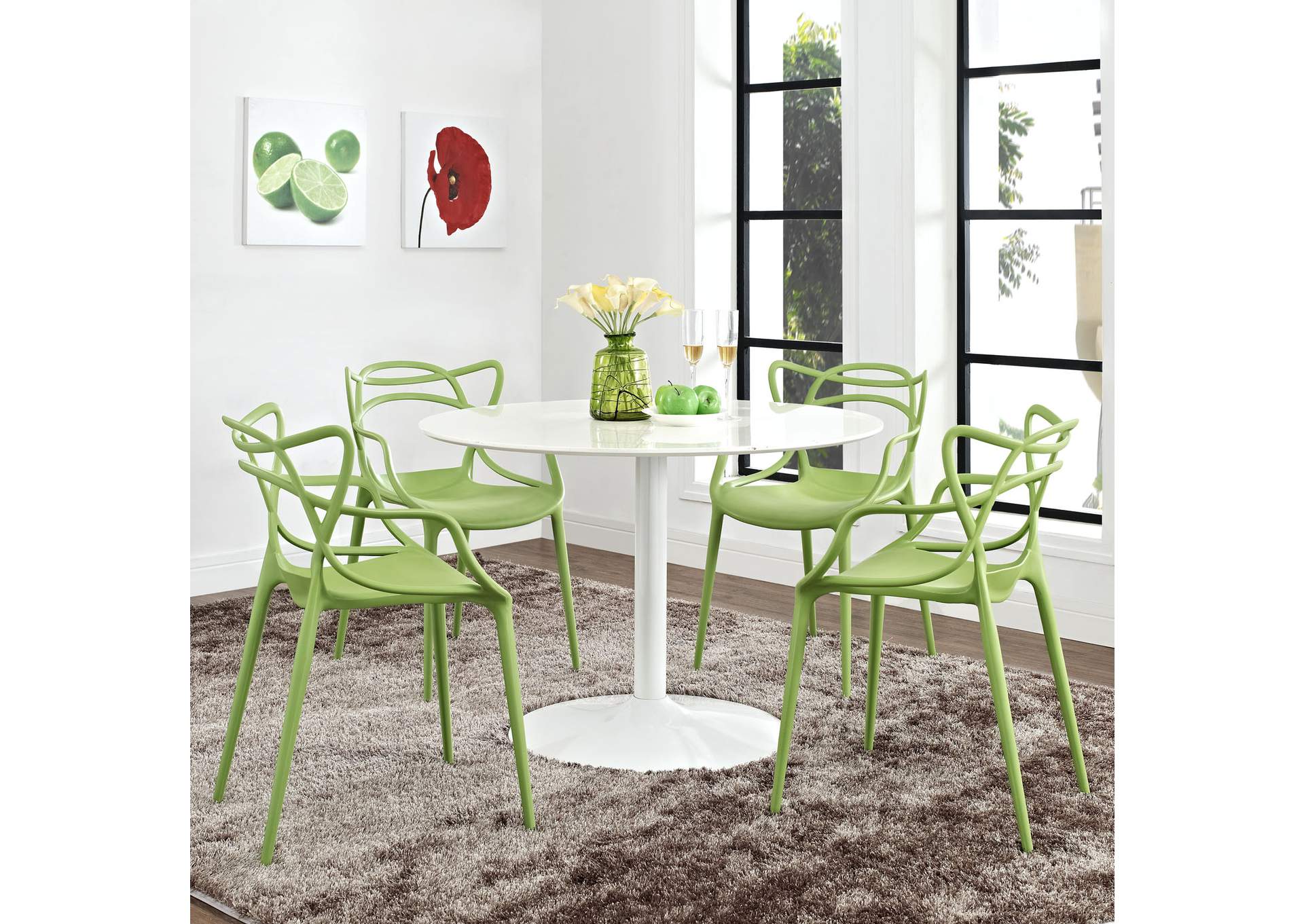 Green Entangled Dining Set [Set of 4],Modway