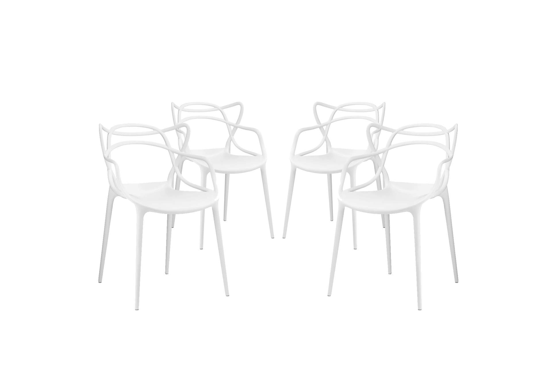 White Entangled Dining Set [Set of 4],Modway