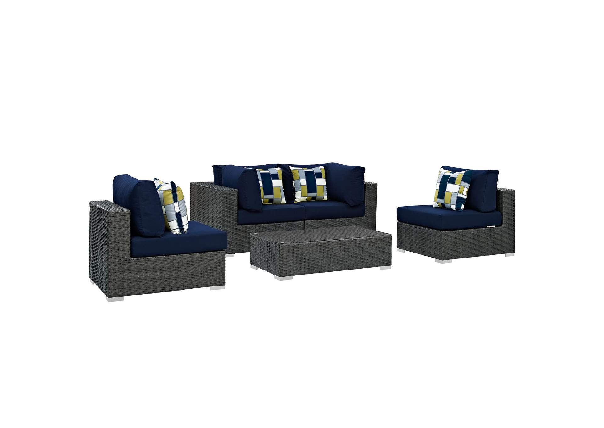 Canvas Navy Sojourn 5 Piece Outdoor Patio Sunbrella,Modway