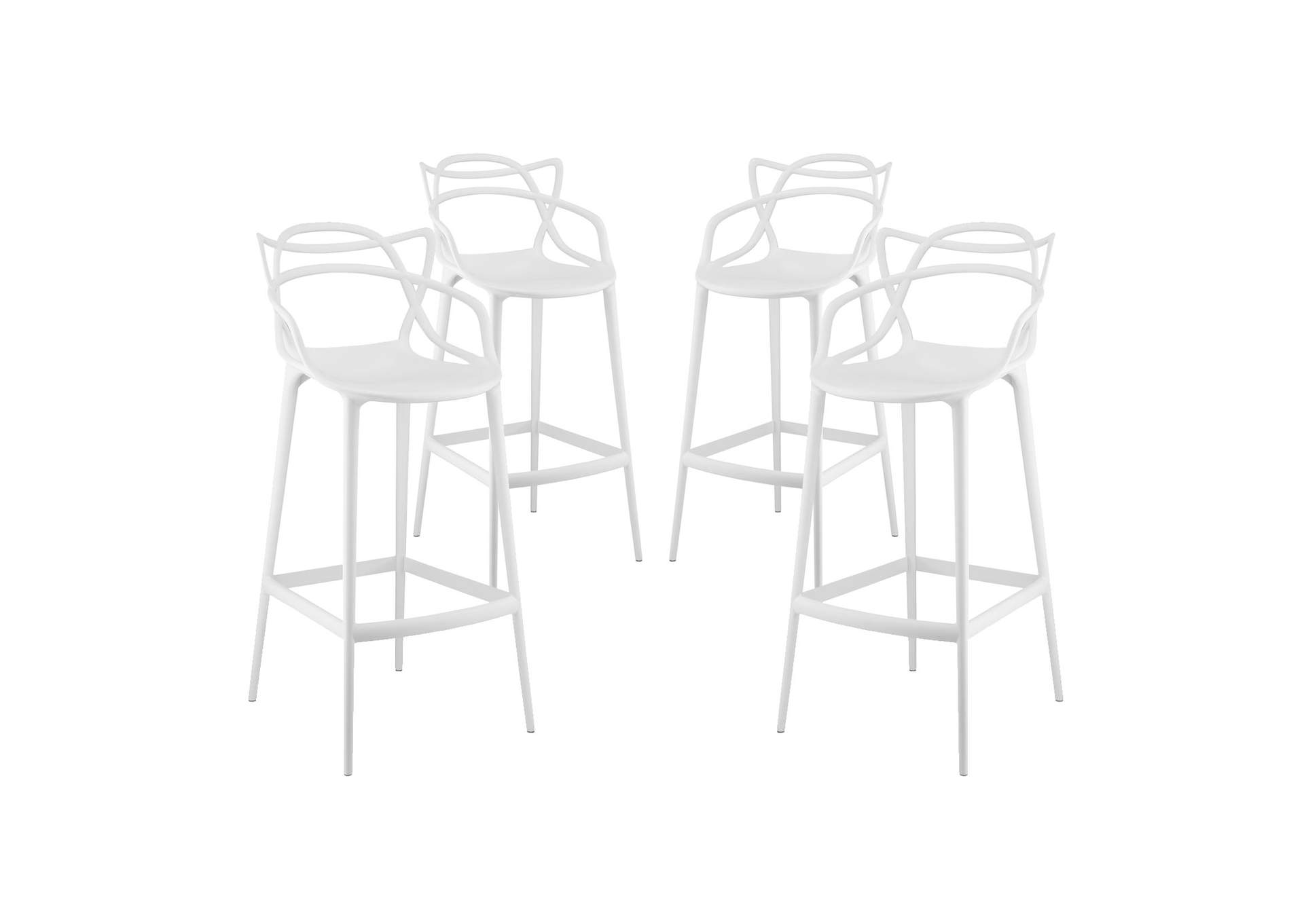 White Entangled Bar Stool [Set of 4],Modway