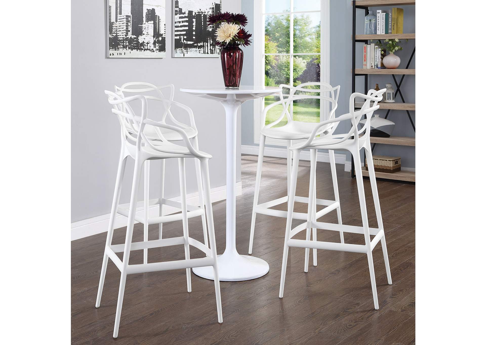 White Entangled Bar Stool [Set of 4],Modway