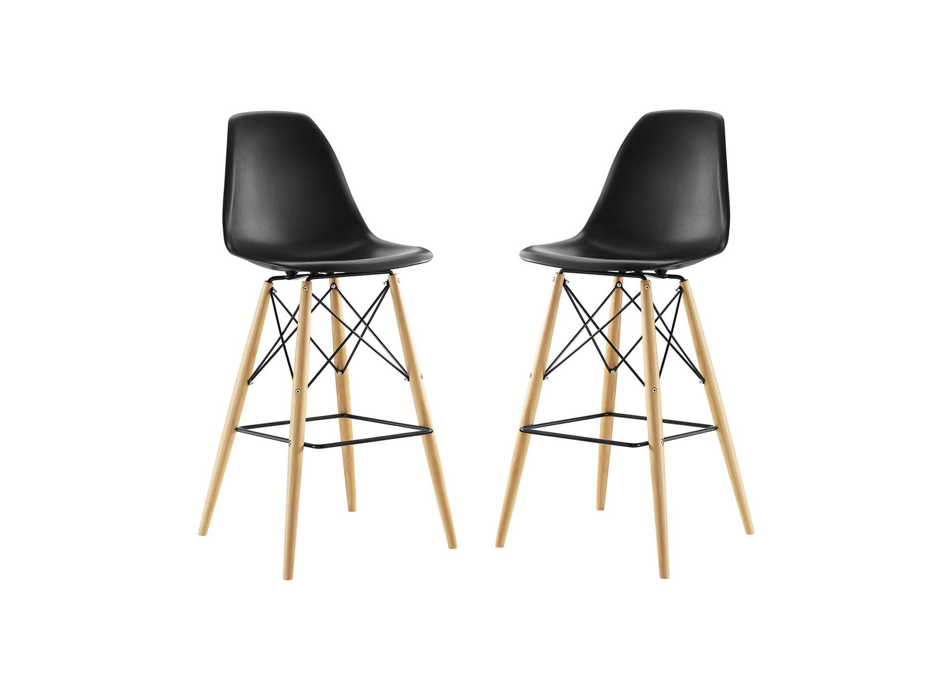 Black Pyramid Dining Side Bar Stool [Set of 2],Modway