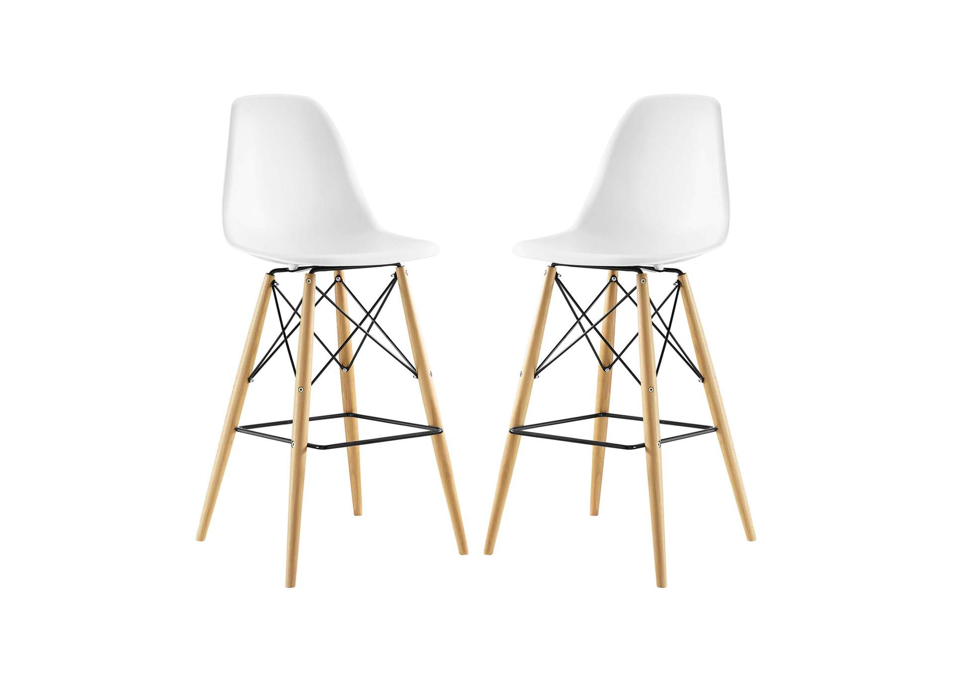 Pyramid White Dining Side Bar Stool [Set of 2],Modway