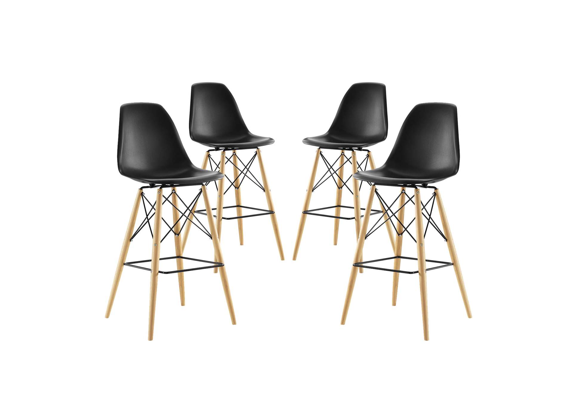 Black Pyramid Dining Side Bar Stool [Set of 4],Modway