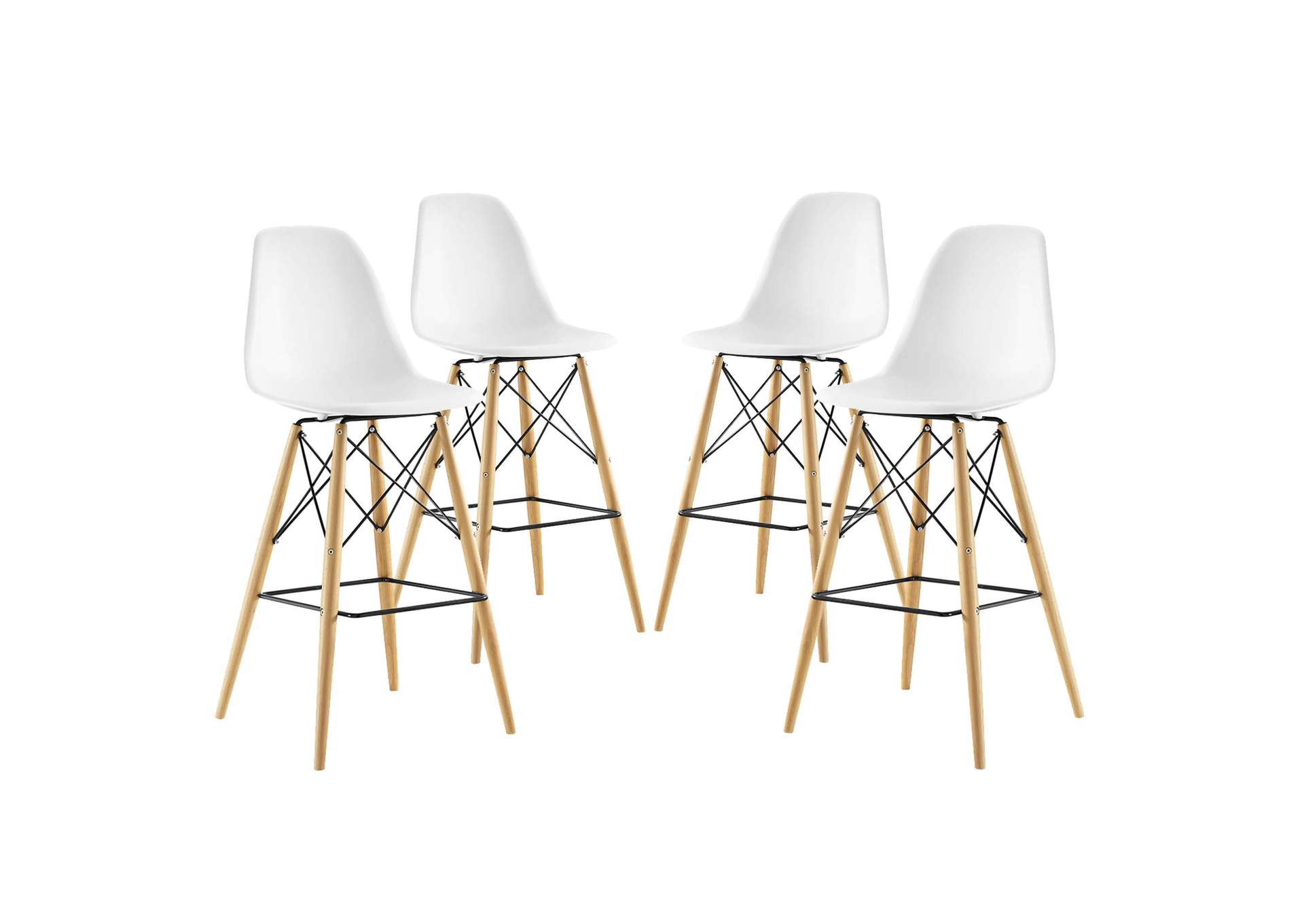 White Pyramid Dining Side Bar Stool [Set of 4],Modway