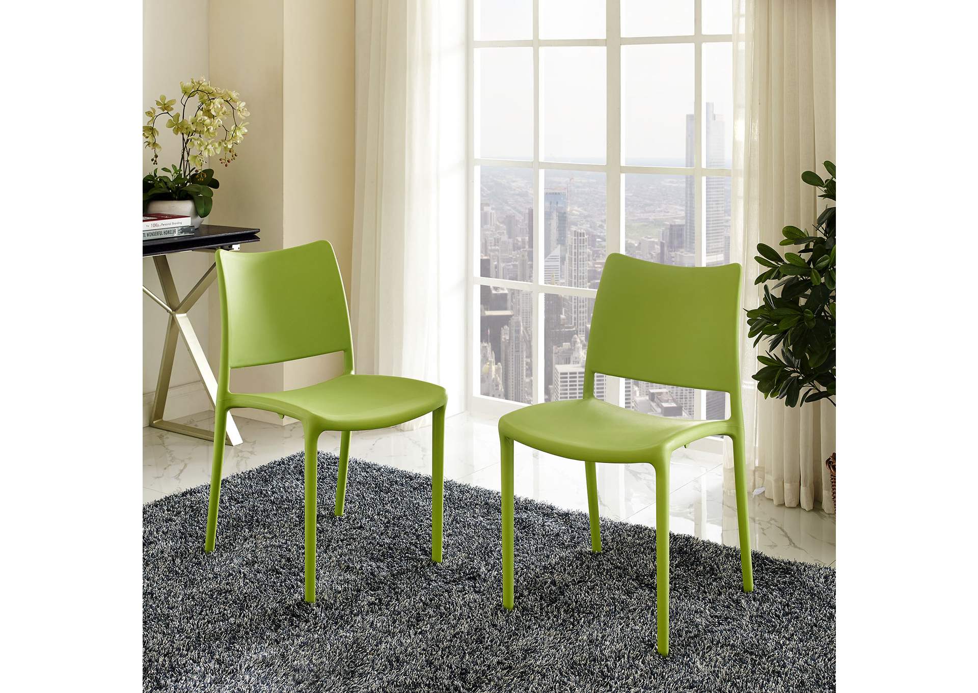 Green Hipster Dining Side Chair [Set of 2],Modway