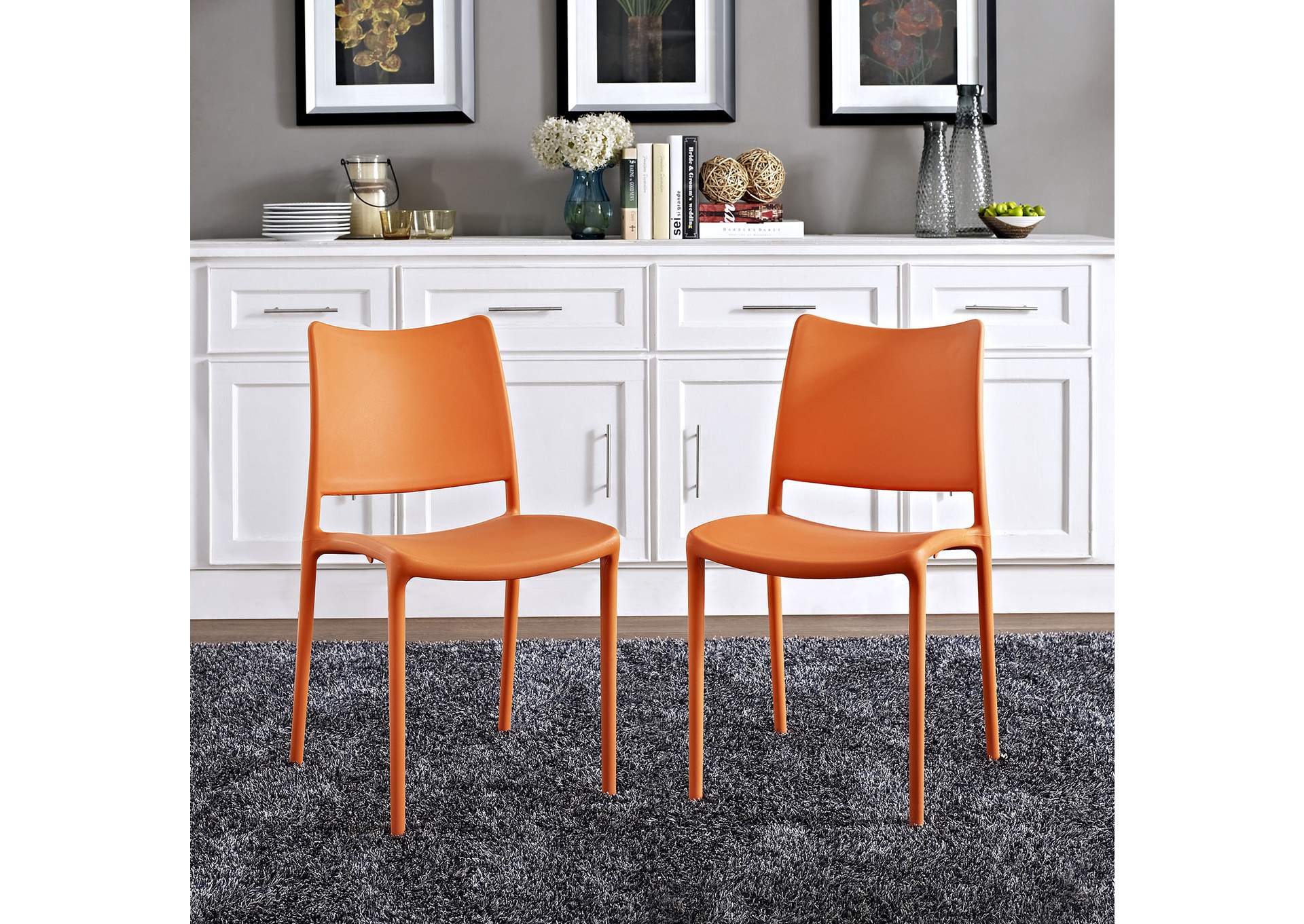 Orange Hipster Dining Side Chair [Set of 2],Modway