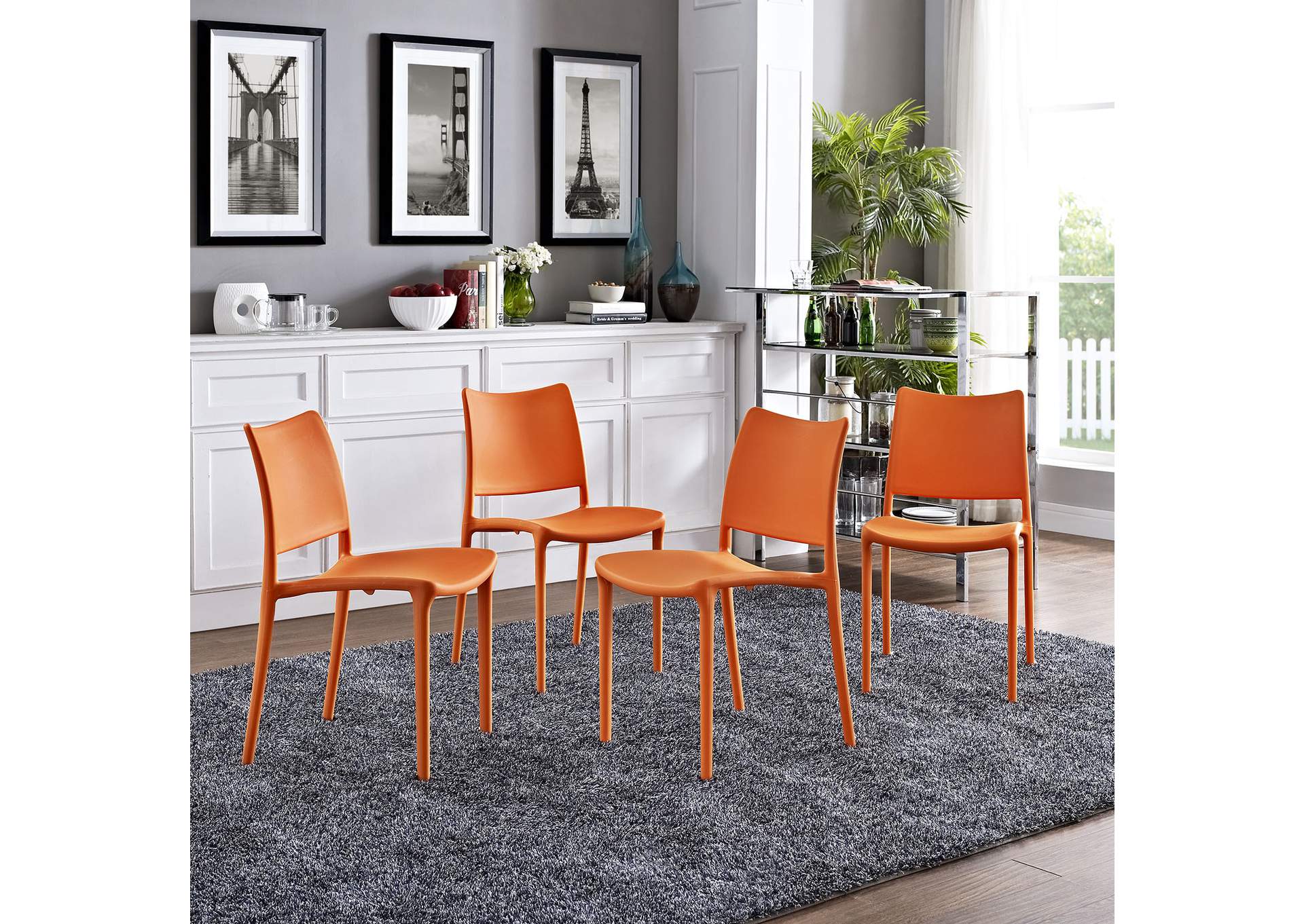 Orange Hipster Dining Side Chair [Set of 4],Modway